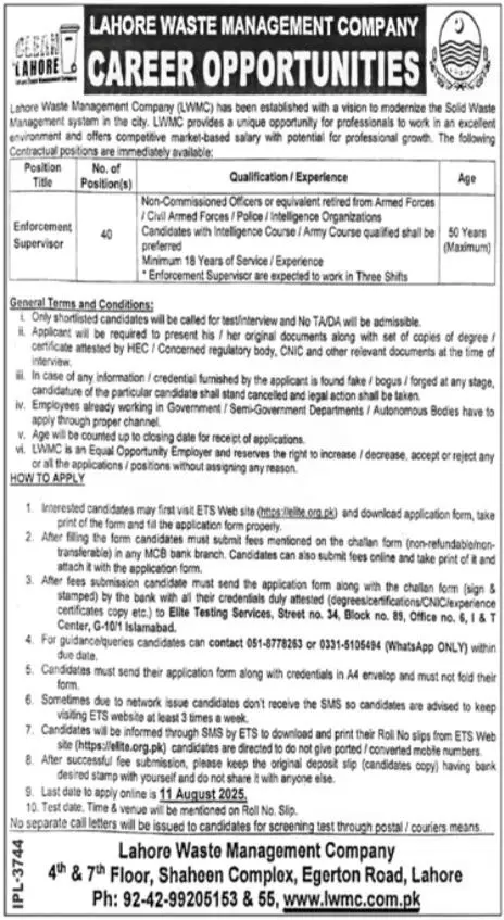 LWMC Jobs 2025 Latest Advertisement