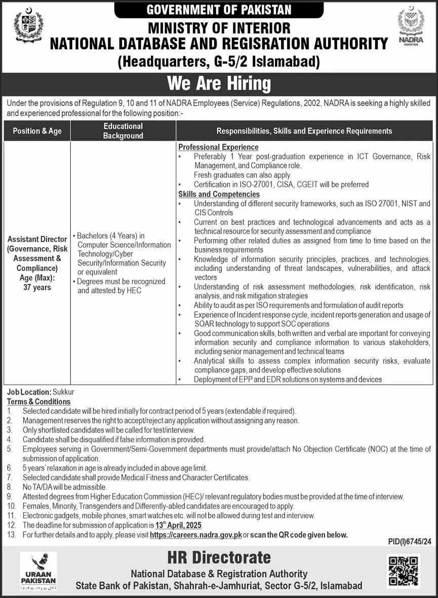 NADRA Jobs 2025 Advertisement