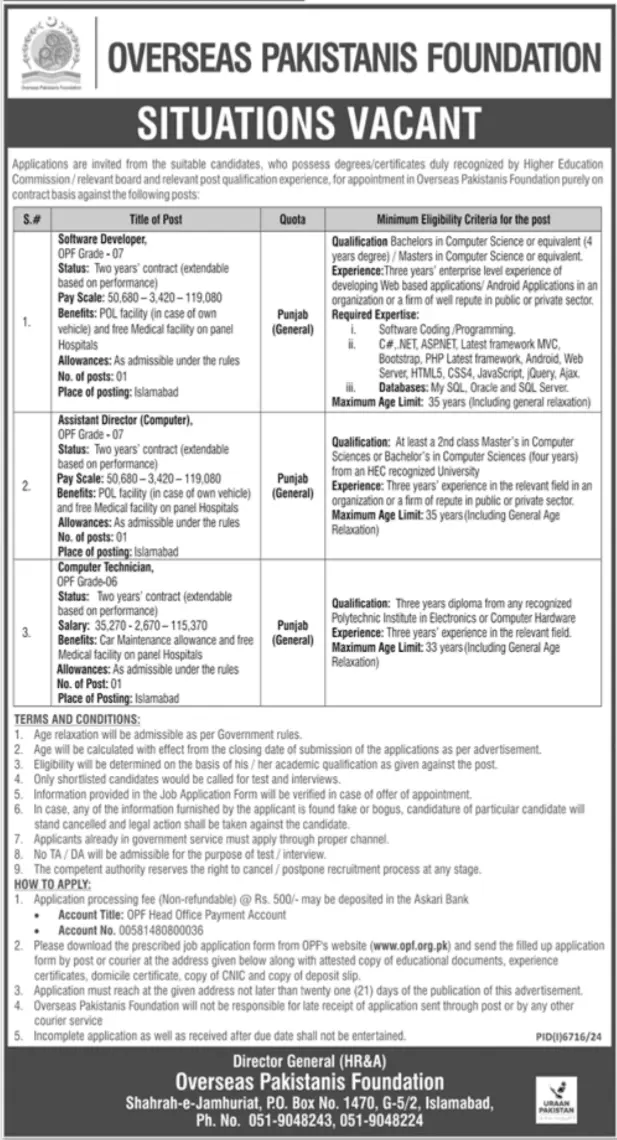 OPF Jobs 2025 Advertisement