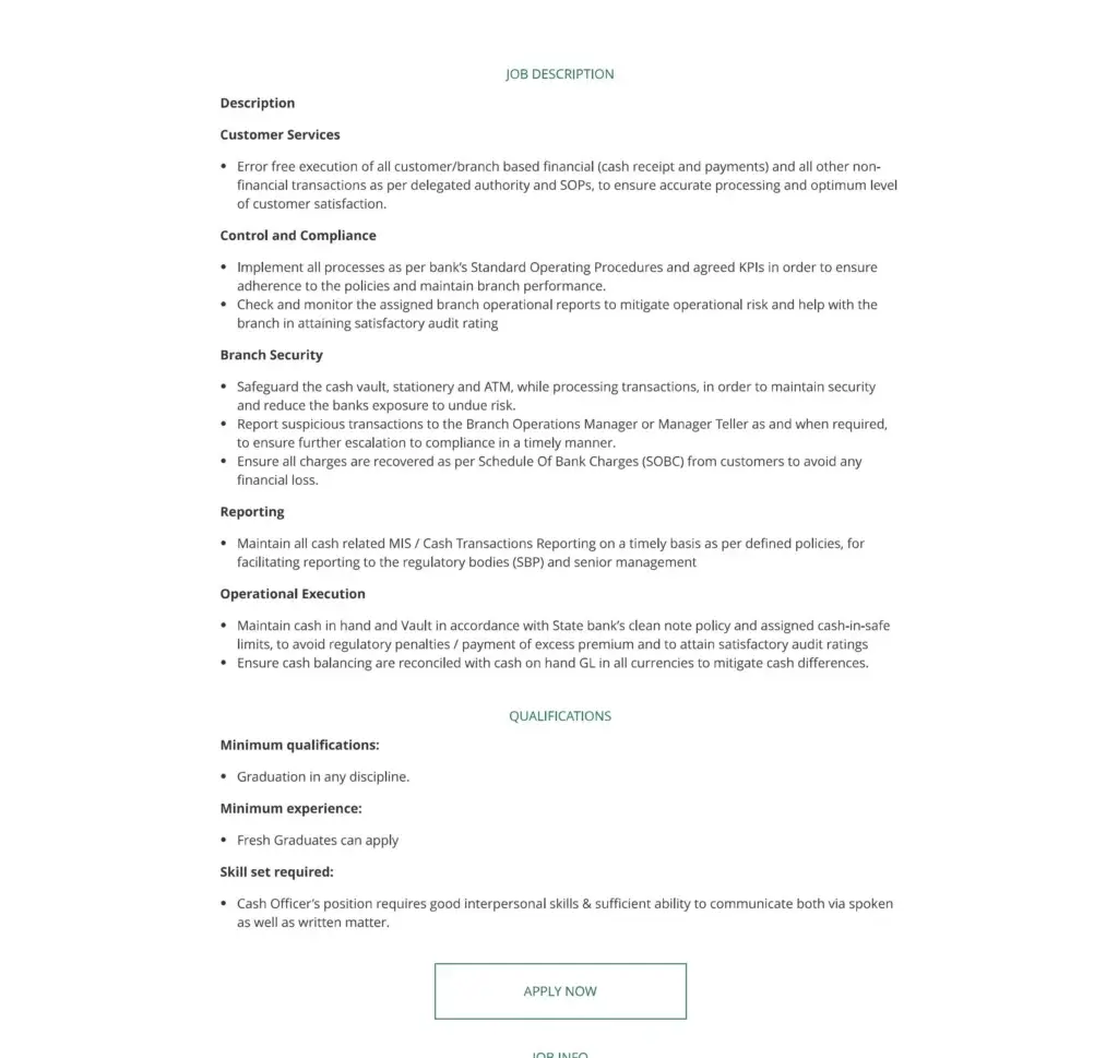 HBL Jobs Online Apply 2025 Advertisement