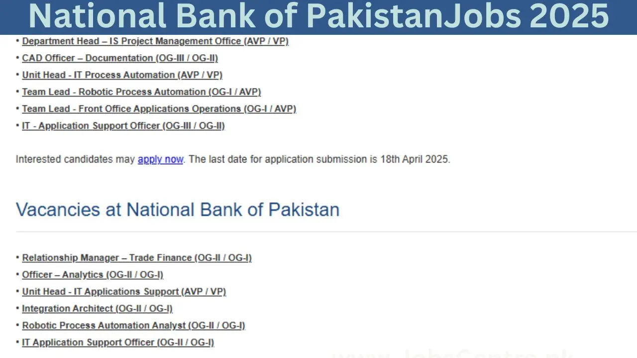 NBP Jobs 2025 Advertisement
