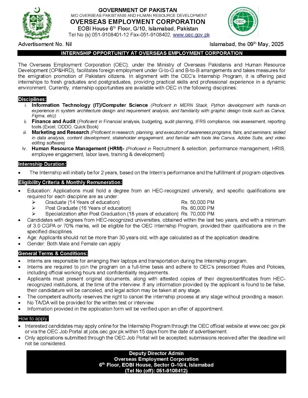 Step by Step Guide to Apply for Overseas Employment Corporation Internship Program 2025 Advertisement