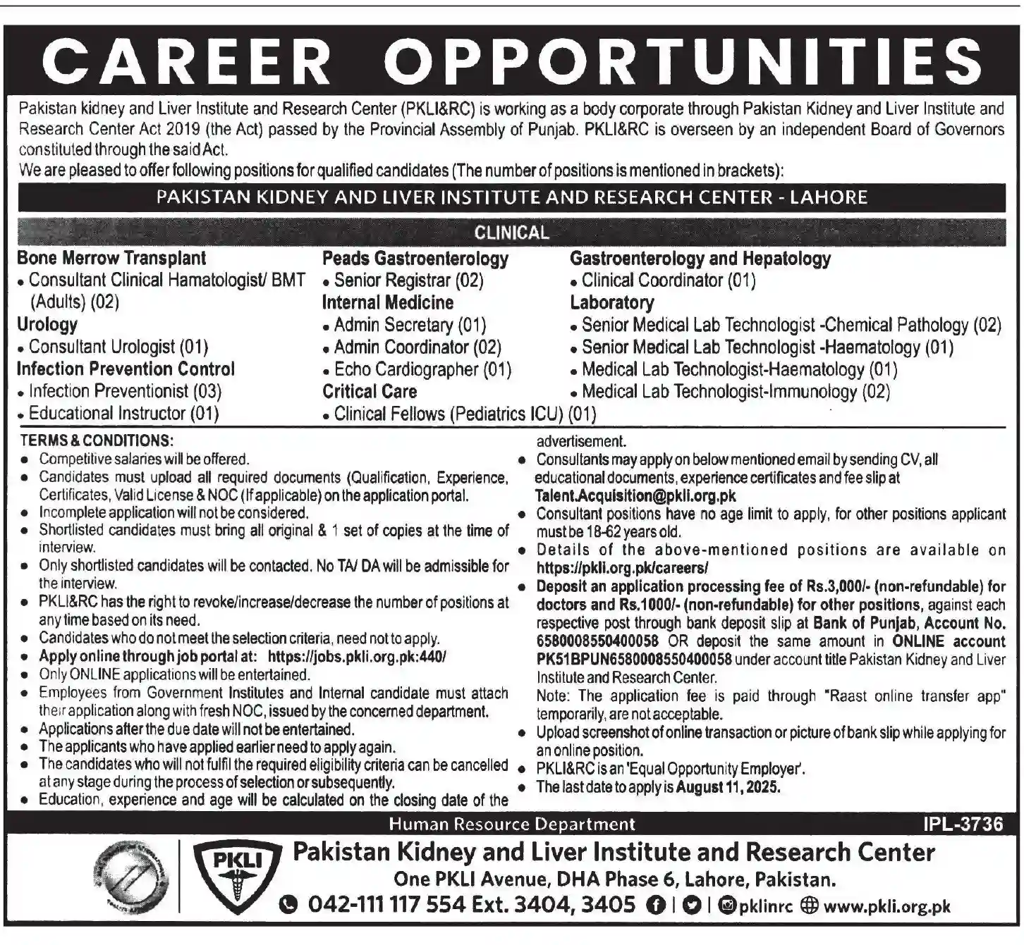 Jobs.pkli.org.pk Jobs 2025 Advertisement