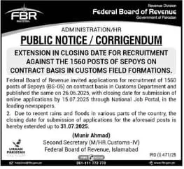 Federal Board Of Revenue Jobs 2025