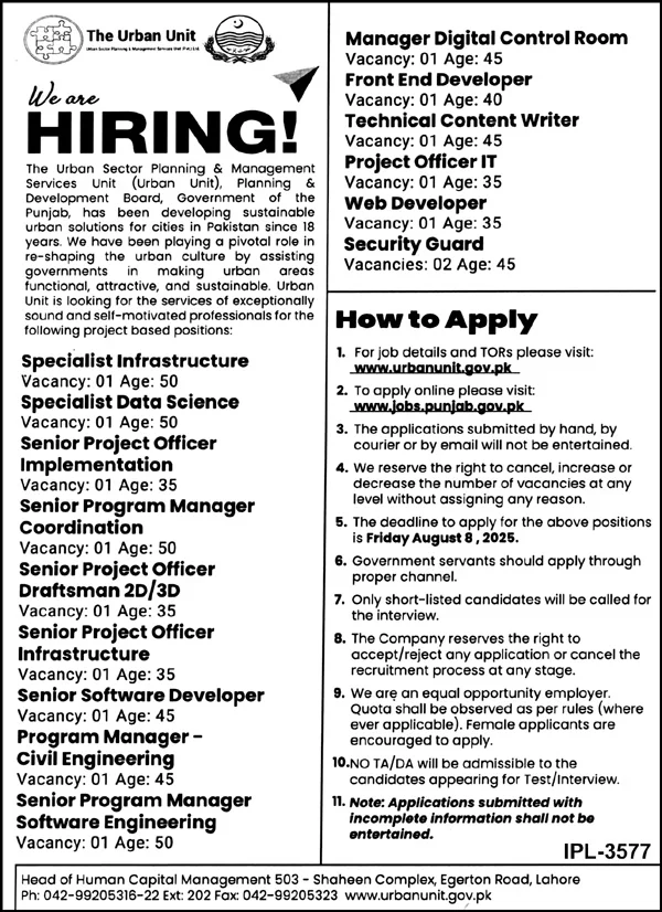 New Urban Unit Jobs