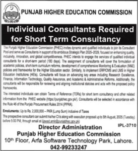 PHEC Jobs 2025 Advertisement