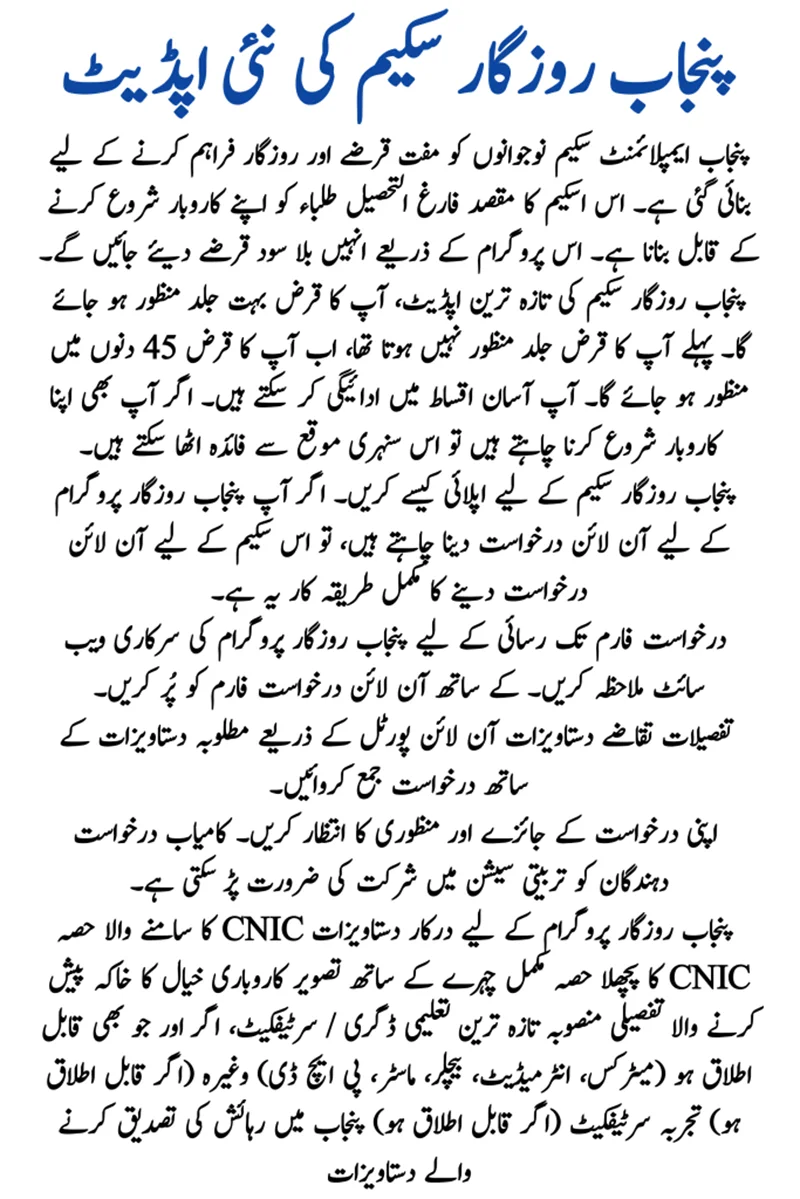 Punjab Rozgar Scheme 2025