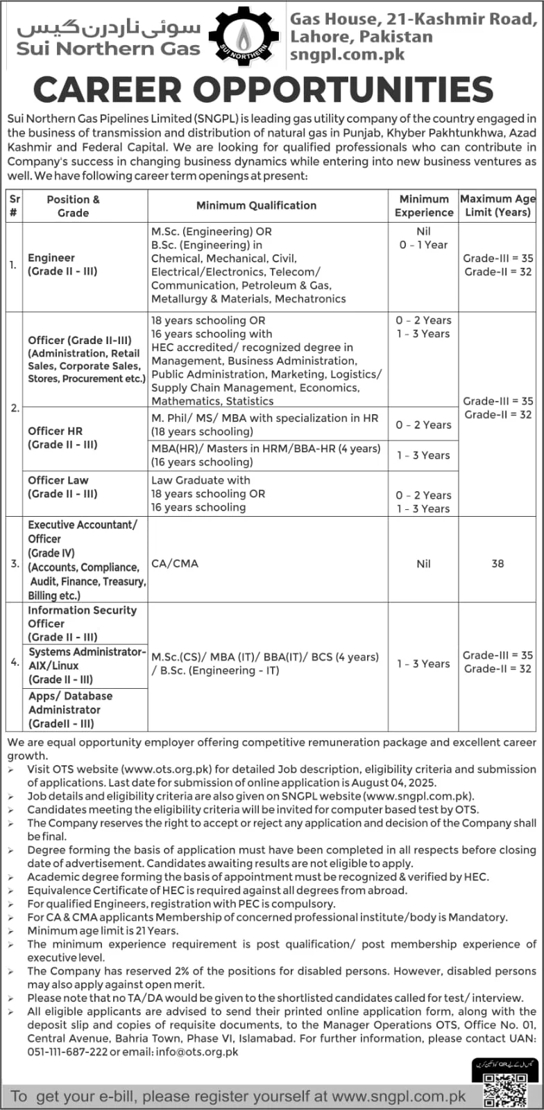 Sui Gas Jobs Apply Online in Pakistan 