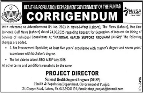 www.pshealth.punjab.gov.pk Jobs