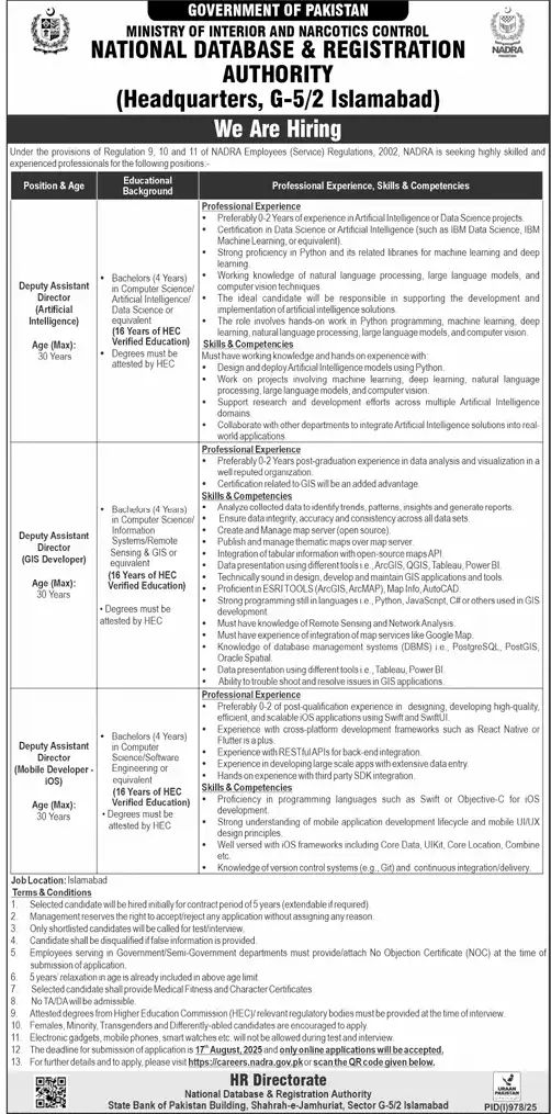 NADRA Job Vacancies