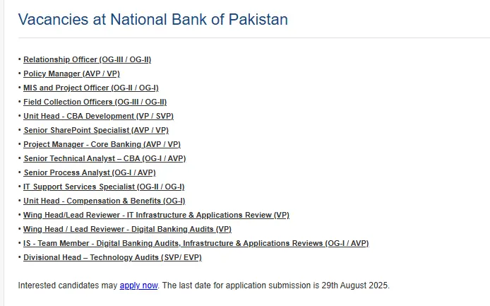 NBP Jobs 2025 Latest Advertisement
