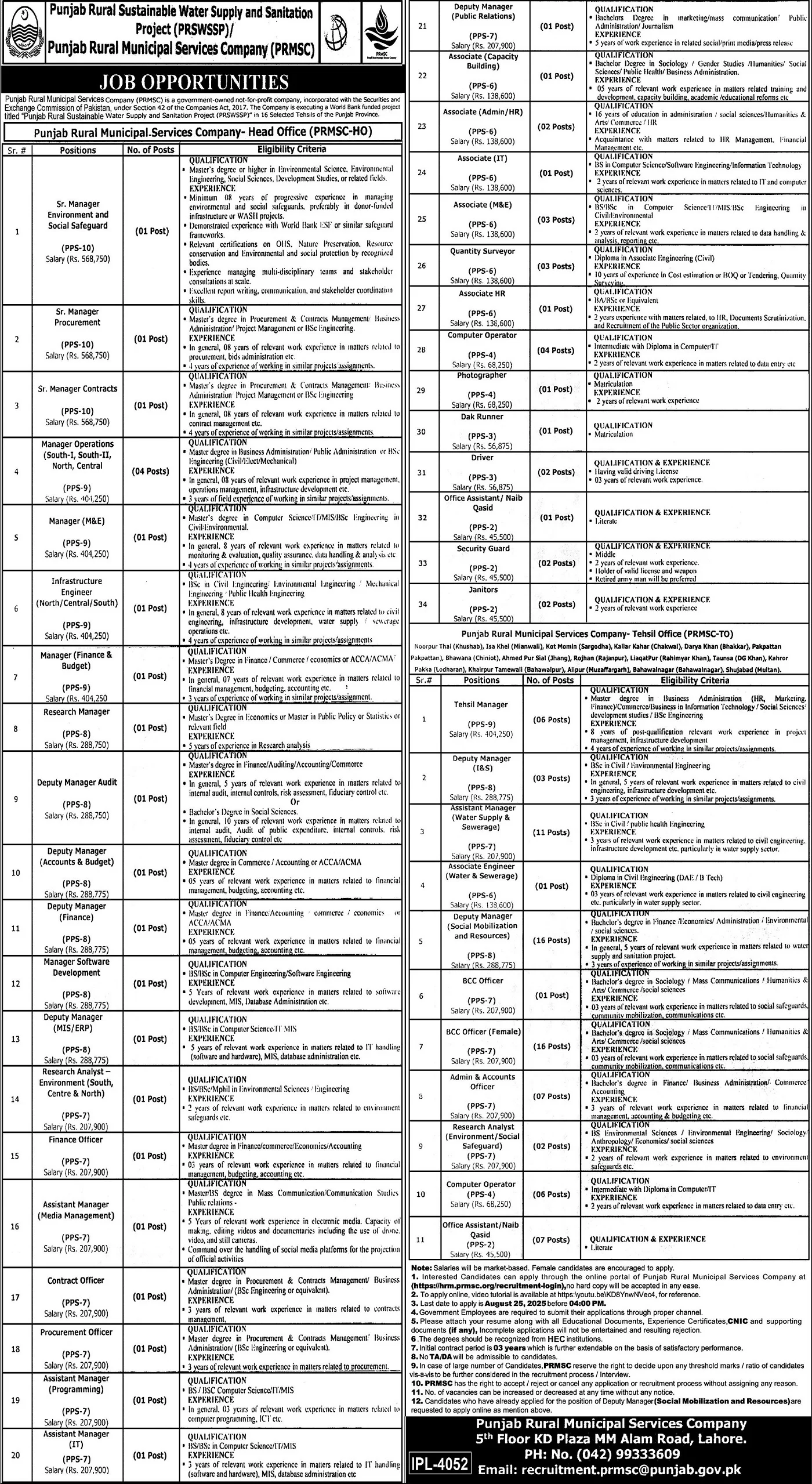 PRMSC Jobs Online Apply 