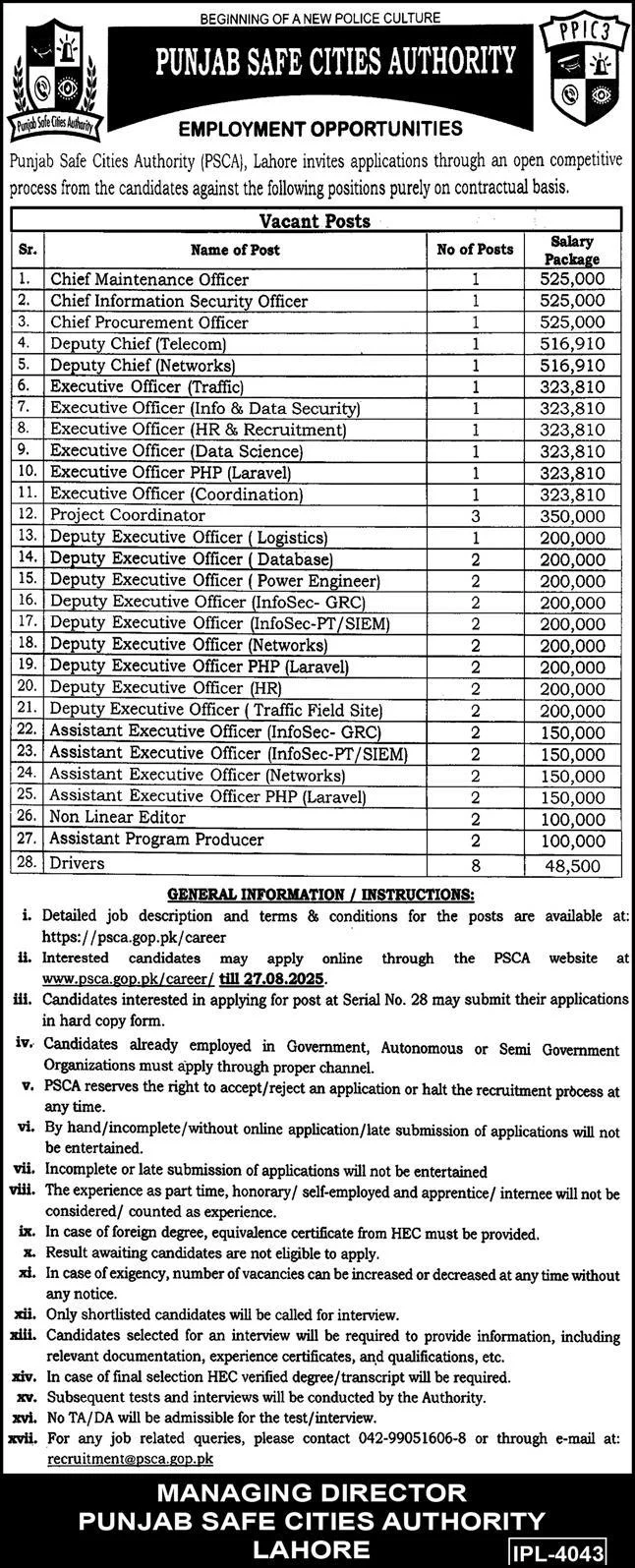PSCA Jobs