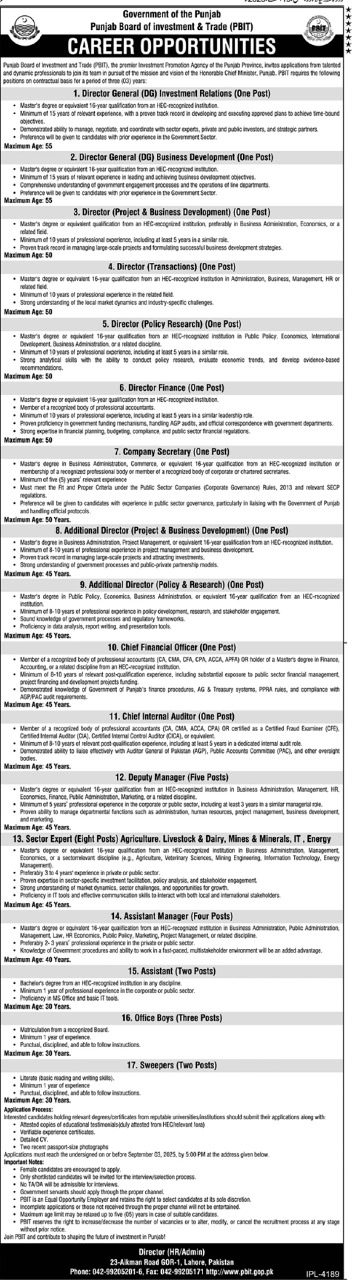 PBIT Jobs in Punjab 