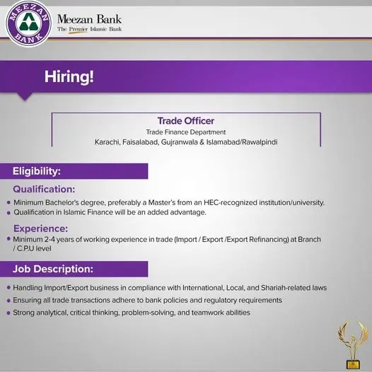 Meezan Bank Trade Officer Jobs 2025