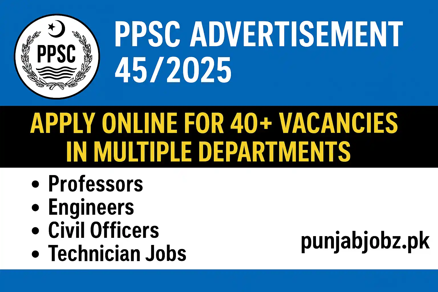 PPSC Jobs Advertisement 45/2025