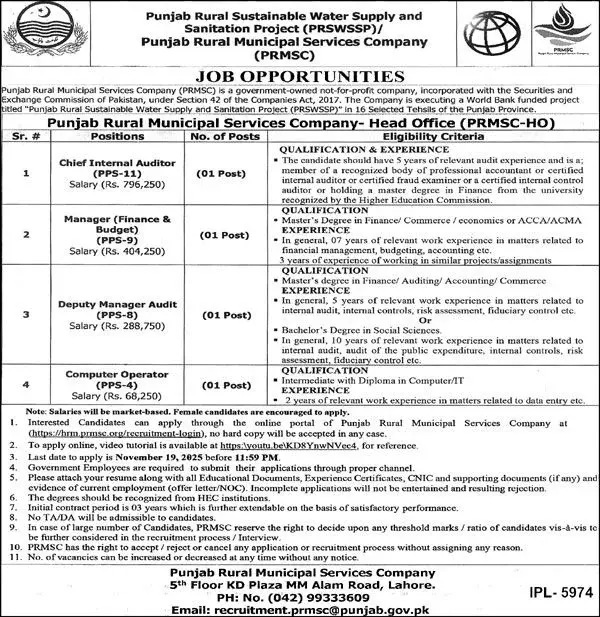 PRMSC Punjab Jobs 2025 Advertisement