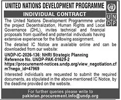 UNDP Jobs 2026 in Pakistan – Apply Online for Strategic Planning Individual Consultant Ad