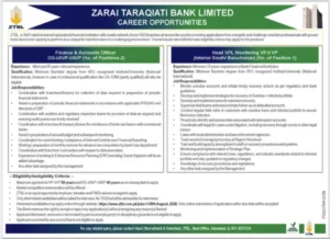ZTBL Jobs 2026 Apply Online Latest Zarai Taraqiati Bank Limited Career Opportunities Ad